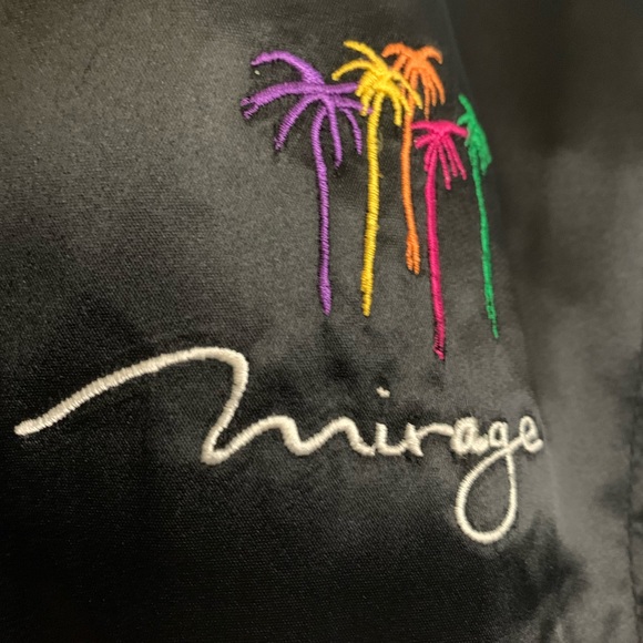 Vtg 90’s Mirage/Treasure Island Reversible Satin Bomber Jacket - Picture 3 of 10